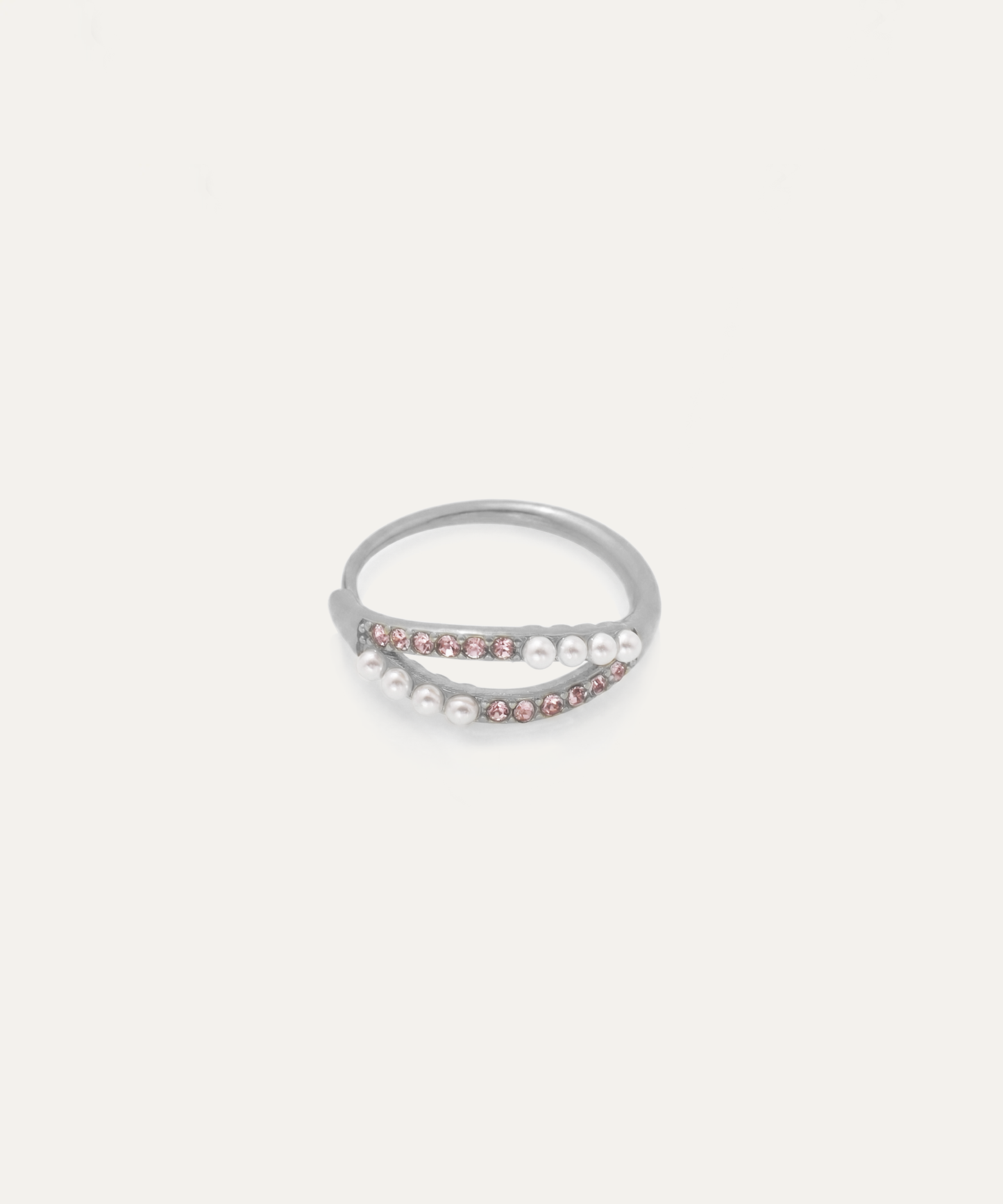 Rosé Shell Wave Silver Ring