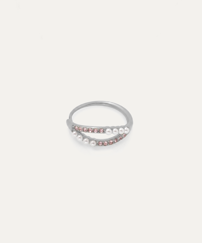 Rosé Shell Wave Silver Ring