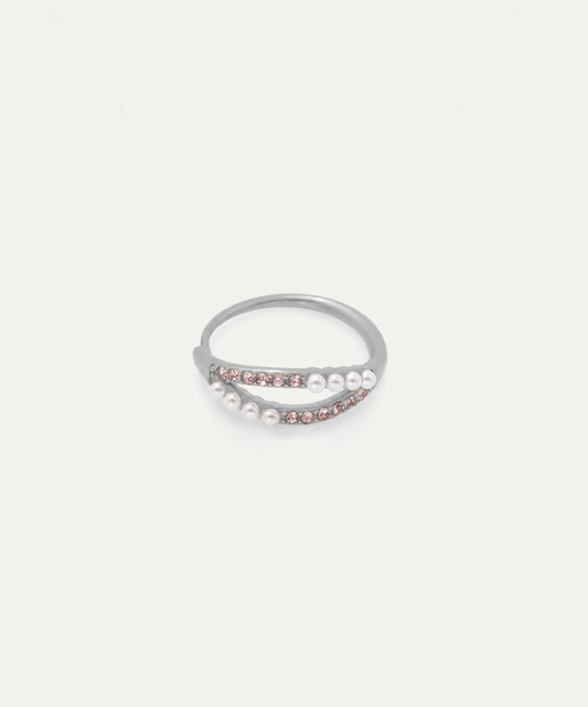 Rosé Shell Wave Silver Ring