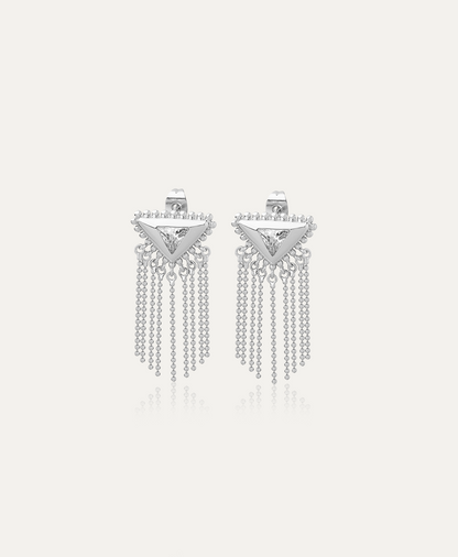 Ella Triangle Silver Tassel Earrings