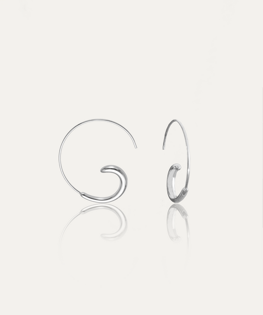 Solstice Sculptural Silver Hoops