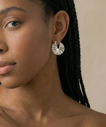 Solar Flare Silver Hoops
