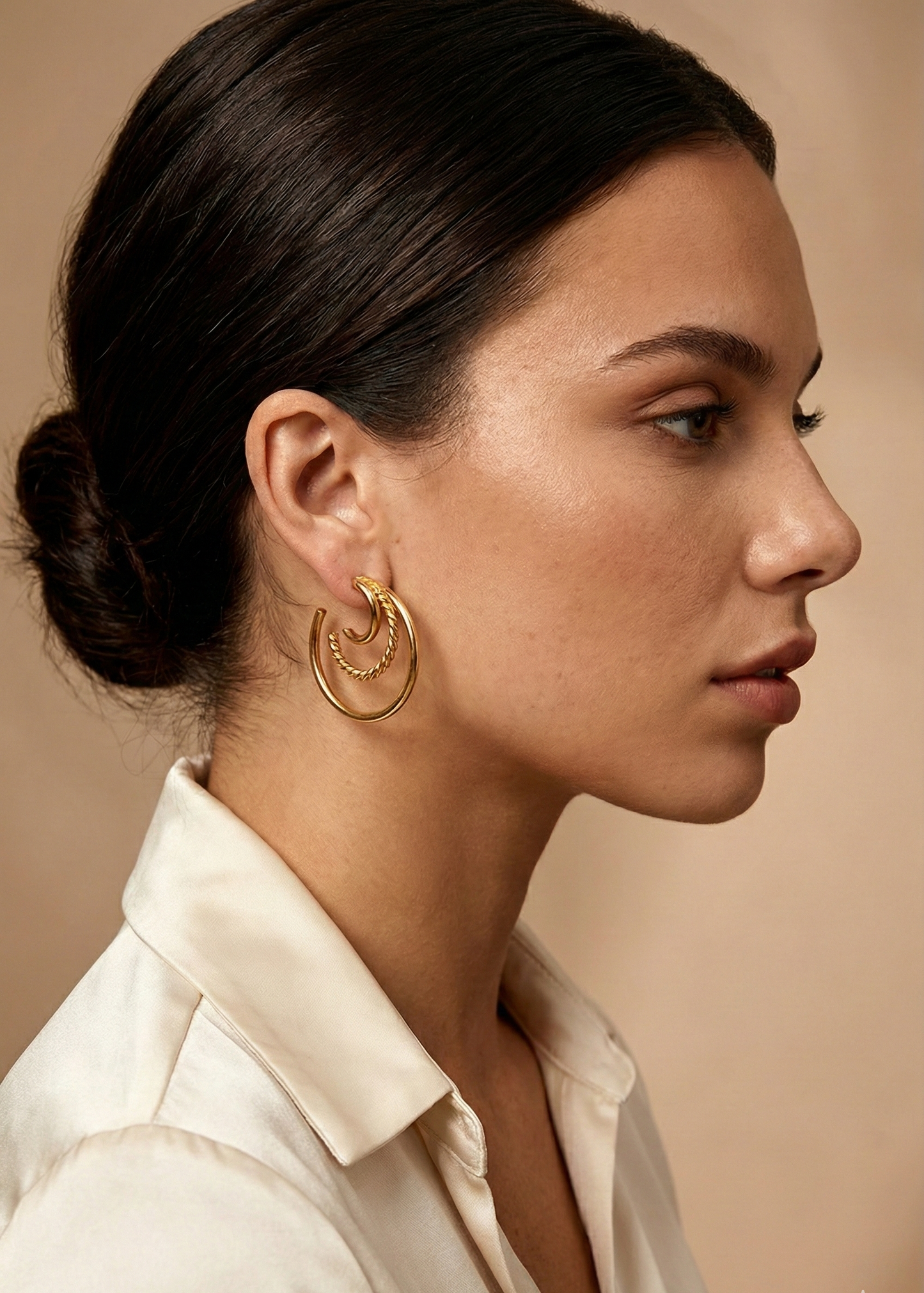 Trinity Illusion Gold Hoops