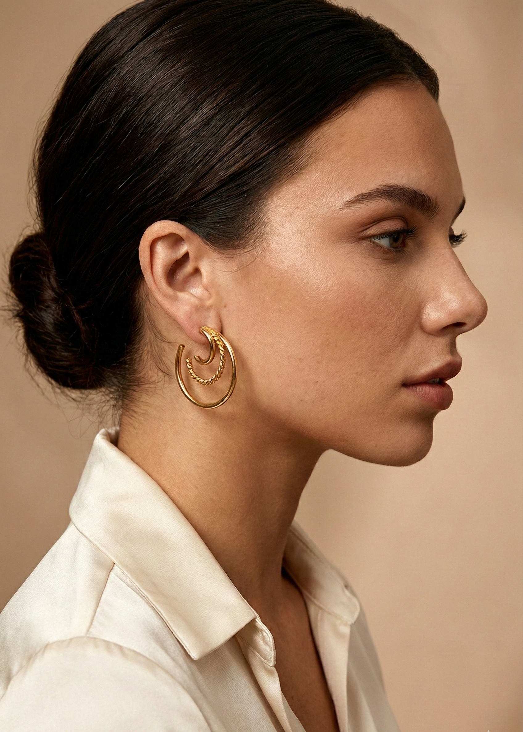 Trinity Illusion Gold Hoops
