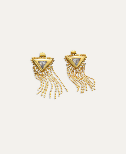 Ella Triangle Gold Tassel Earrings