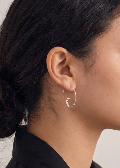 Solstice Sculptural Silver Hoops