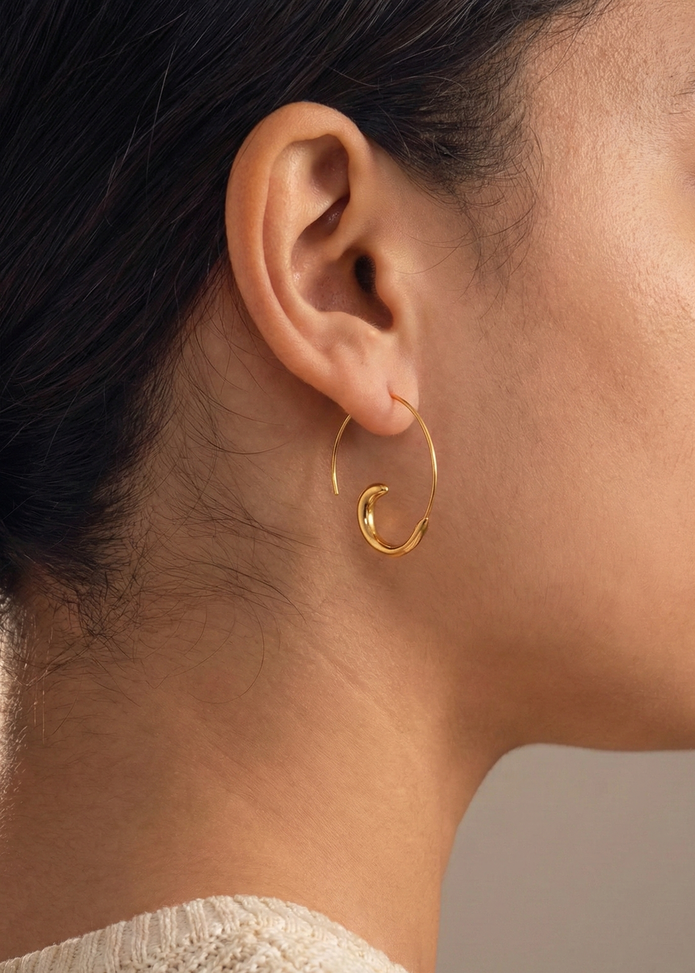 Solstice Sculptural Gold Hoops