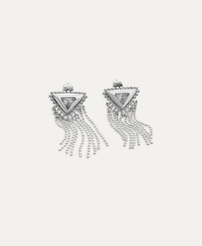 Ella Triangle Silver Tassel Earrings
