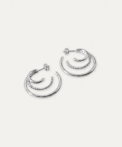 Trinity Illusion Silver Hoops