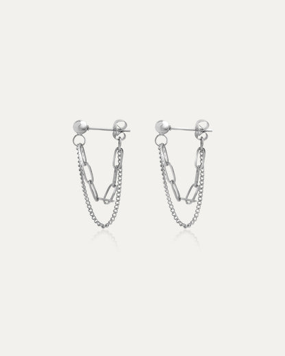 Dana Silver Double Chain Earrings