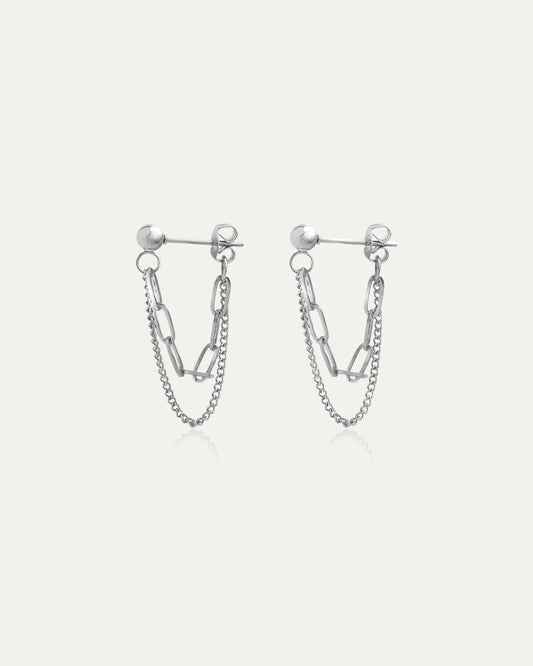 Dana Silver Double Chain Earrings