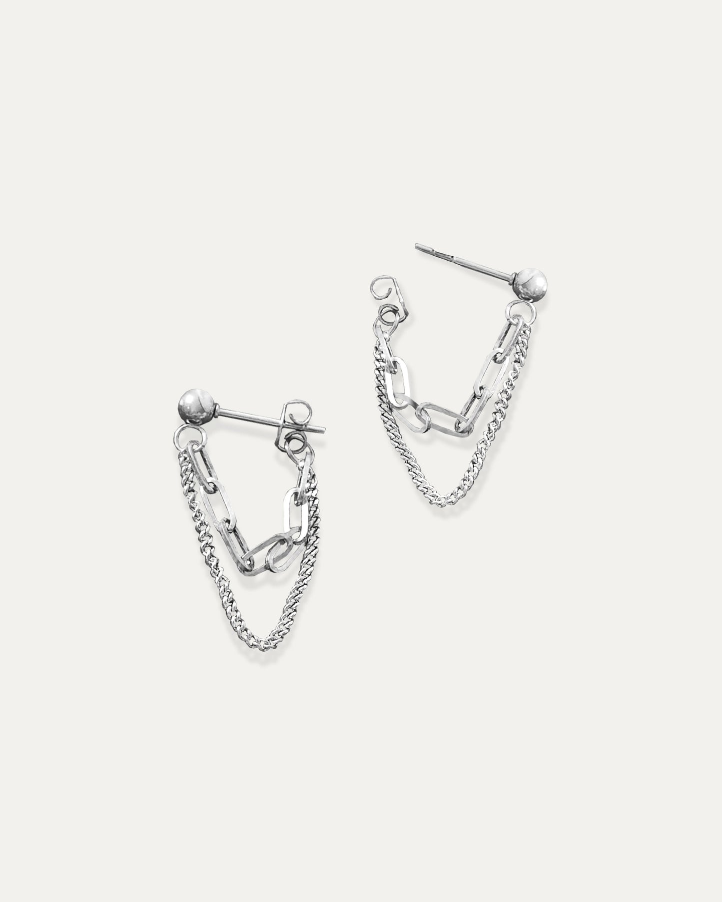 Dana Silver Double Chain Earrings