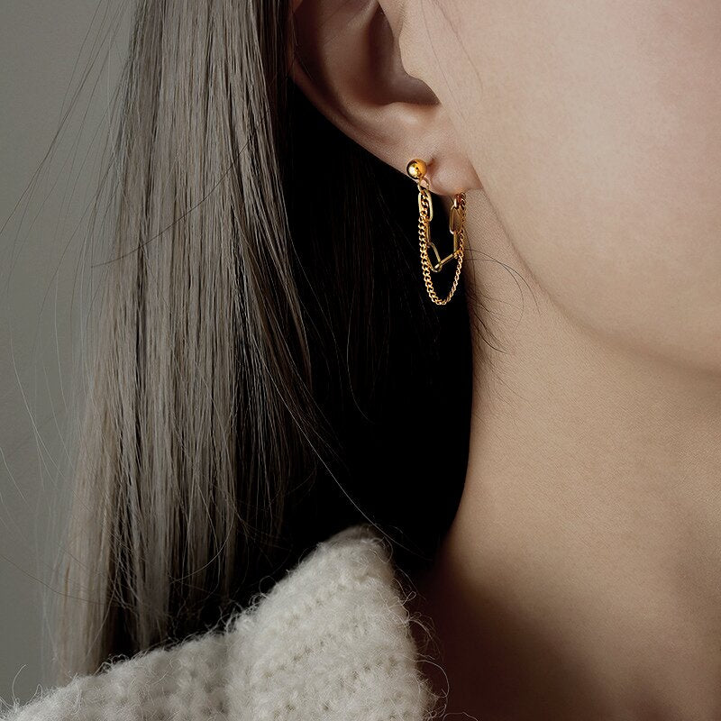 Dana Gold Double Chain Earrings