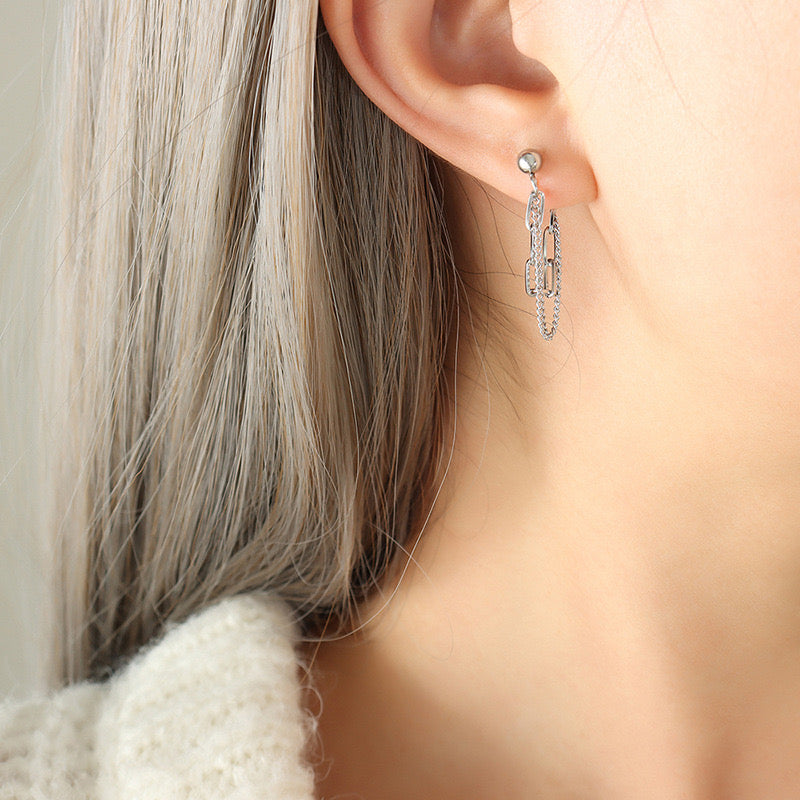 Dana Silver Double Chain Earrings