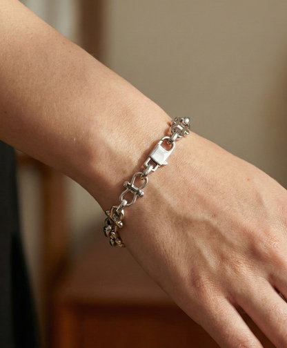 Saint Silver Curb Chain Bracelet