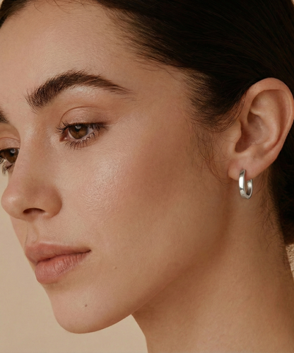 Aly Silver Oval Hoops