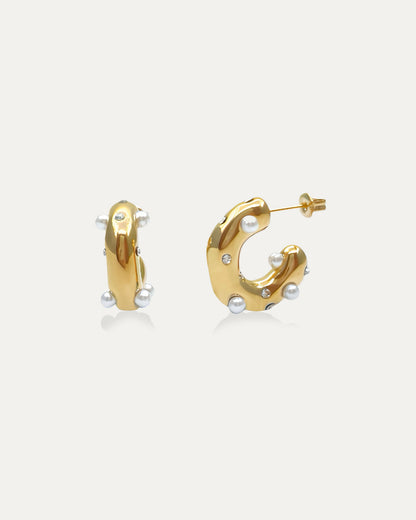 Lex Pearl Studded Hoops