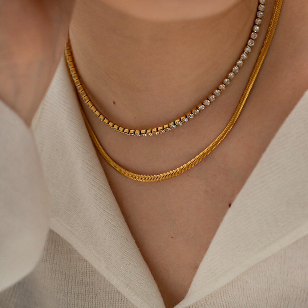 Minka Double Layer Tennis Necklace