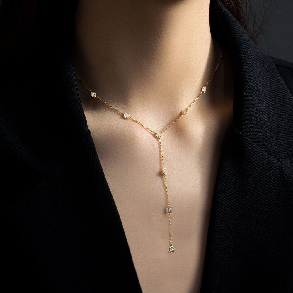 Sasha Bezel Lariat Necklace